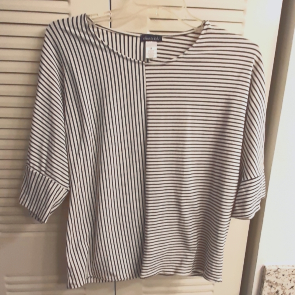 OLIVIA BLU WOMEN'S VERTICAL AND HORIZONTAL STRIPED TOP
